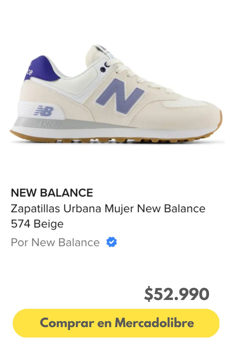 Zapatillas Urbana Mujer New Balance 574 Beige