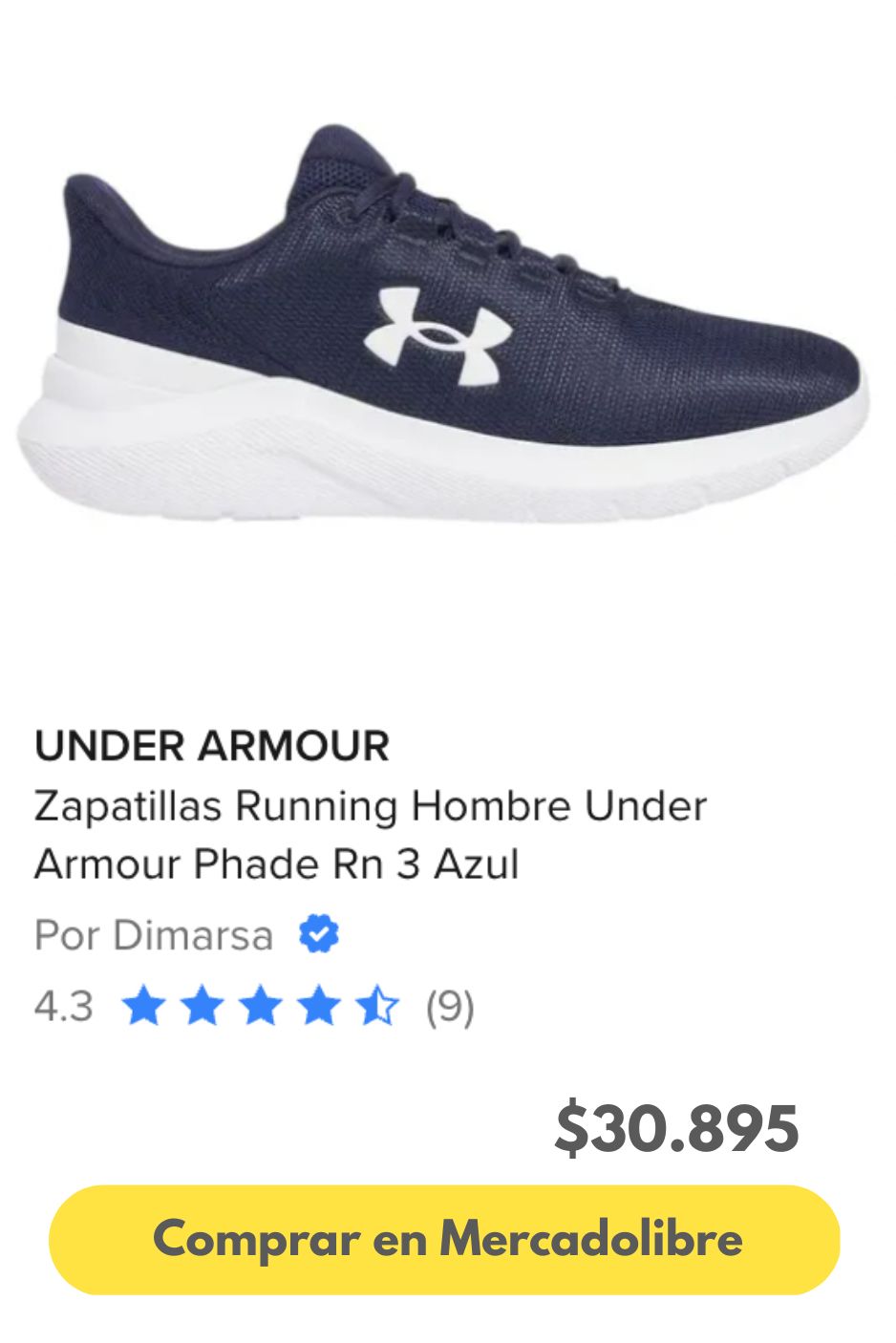 Zapatillas Running Hombre Under Armour Phade Rn 3 Azul