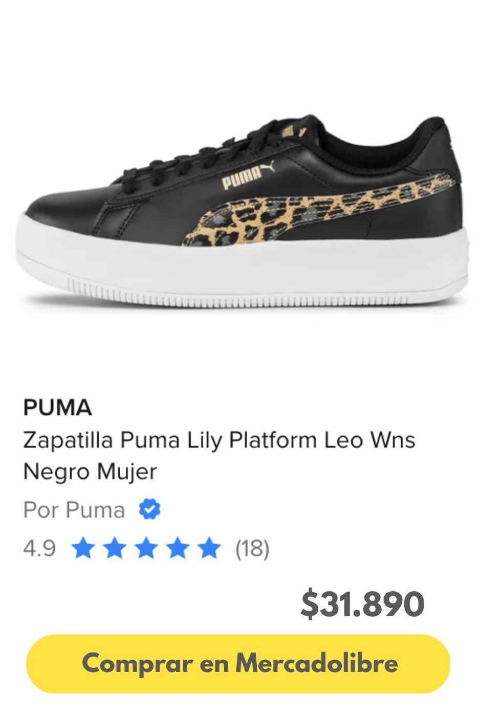 Zapatilla Puma Lily Platform Leo Wns Negro Mujer