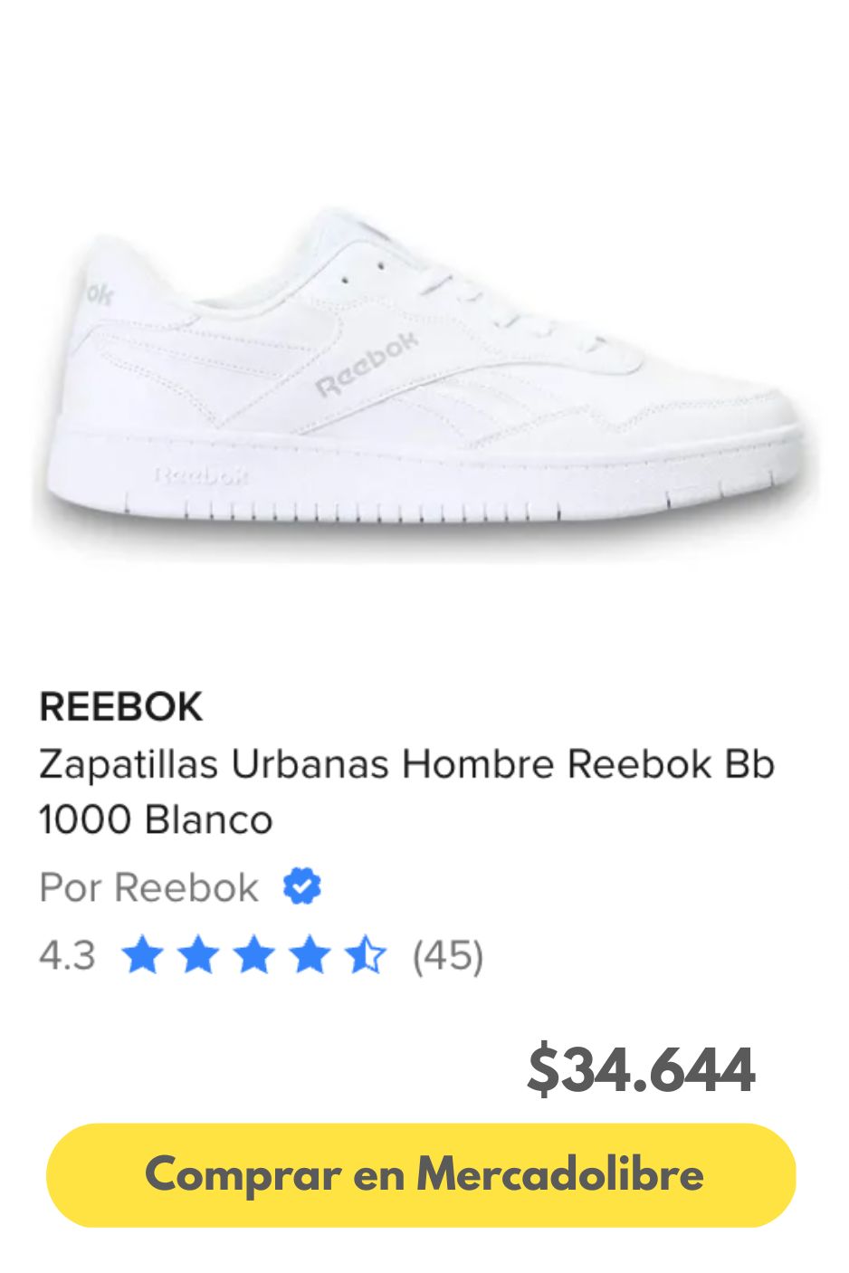 Zapatillas Urbanas Hombre Reebok Bb 1000 Blanco