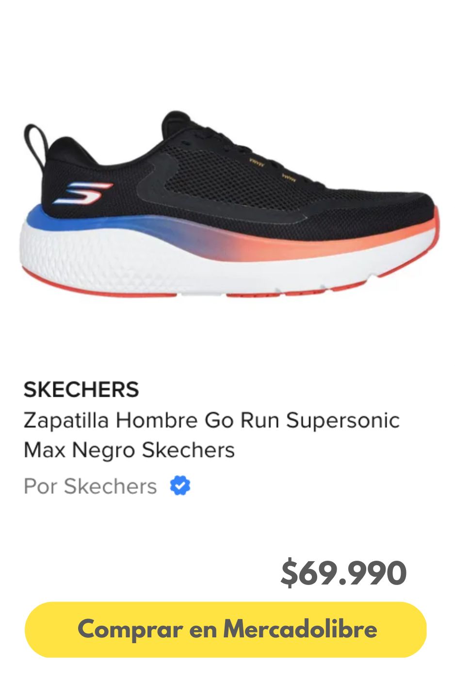 Zapatilla Hombre Go Run Supersonic Max Negro Skechers