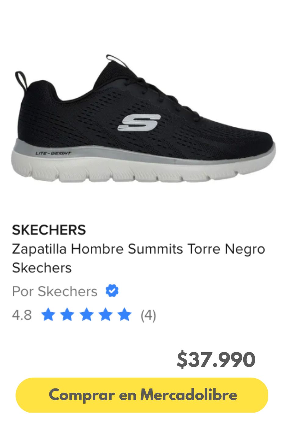 Zapatilla Hombre Summits Torre Negro Skechers