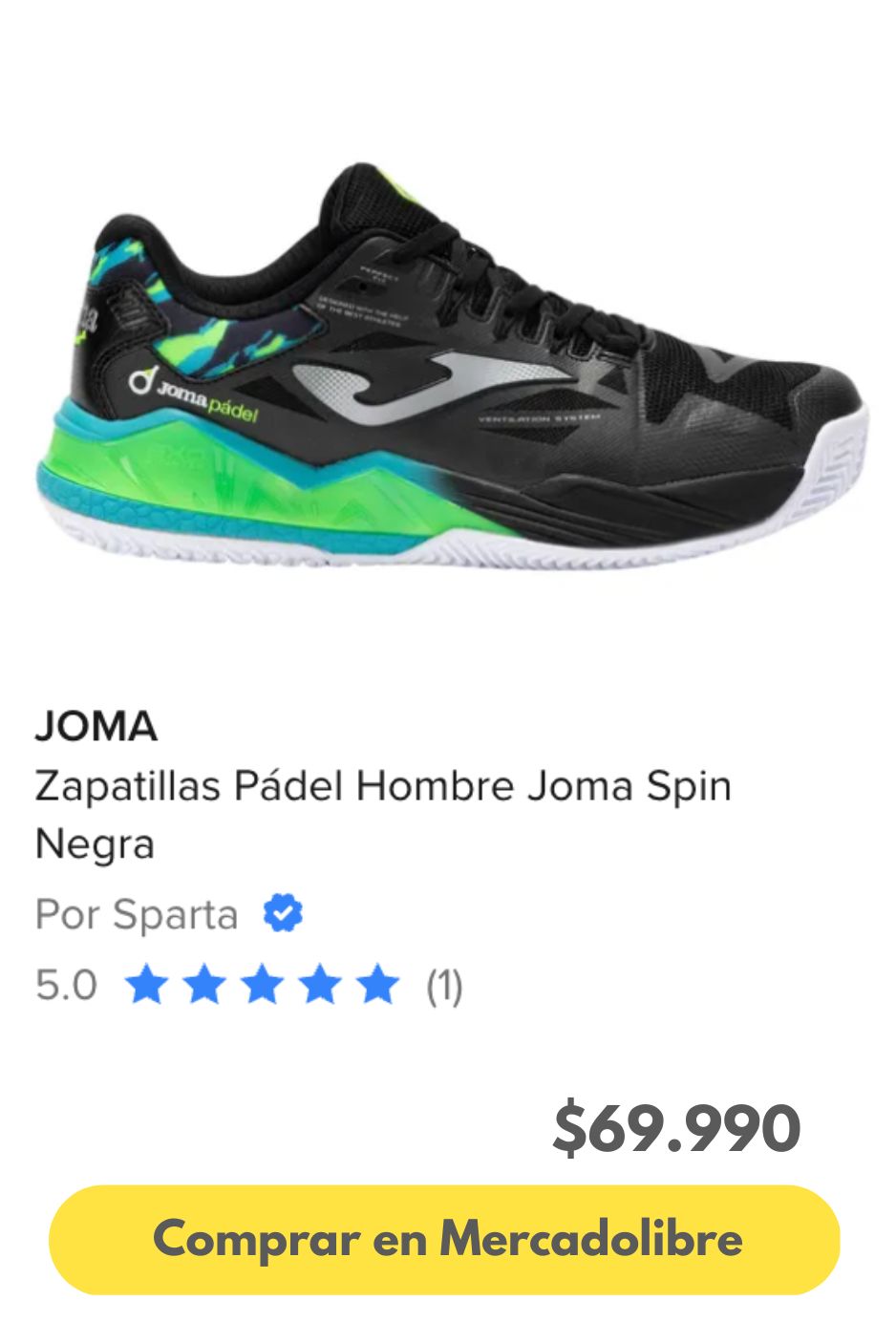 Zapatillas Pádel Hombre Joma Spin Negra