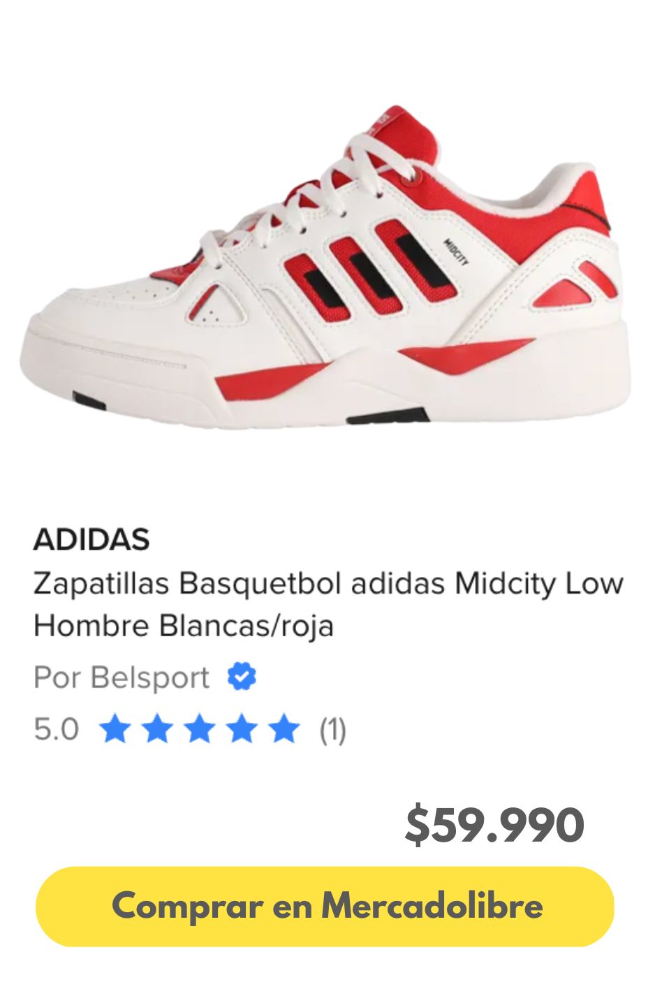 Zapatillas Basquetbol adidas Midcity Low Hombre Blancas/roja