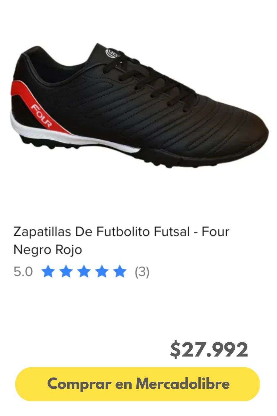 Zapatillas De Futbolito Futsal - Four Negro Rojo