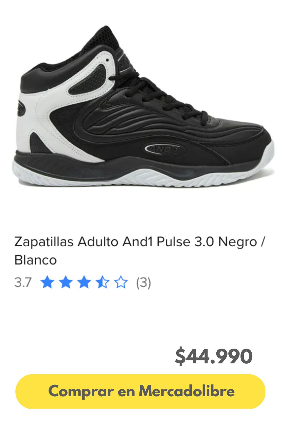 Zapatillas Adulto And1 Pulse 3.0 Negro / Blanco