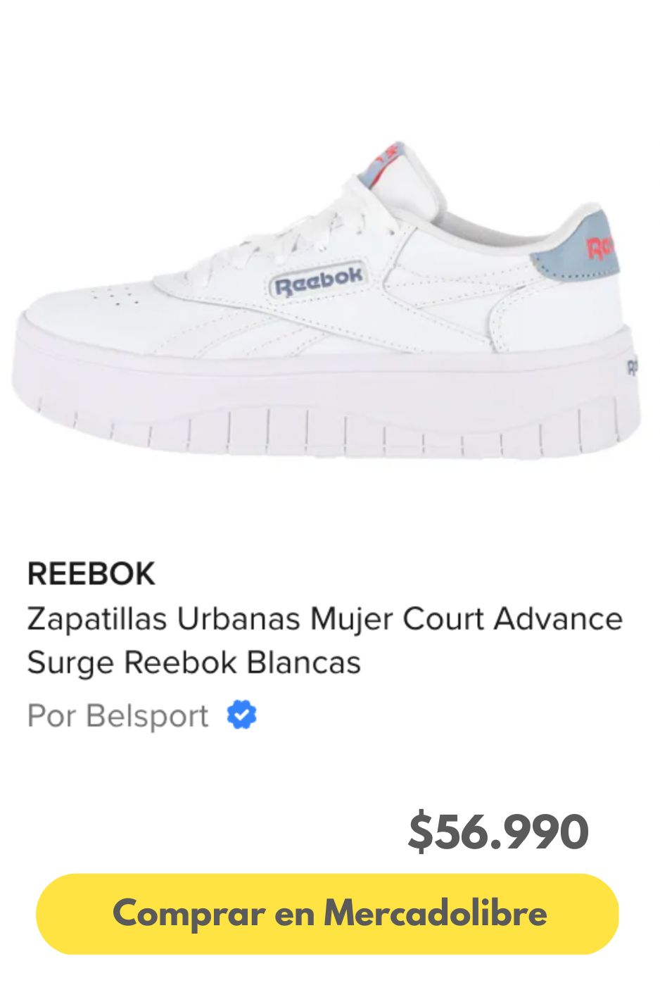 Zapatillas Urbanas Mujer Court Advance Surge Reebok Blancas