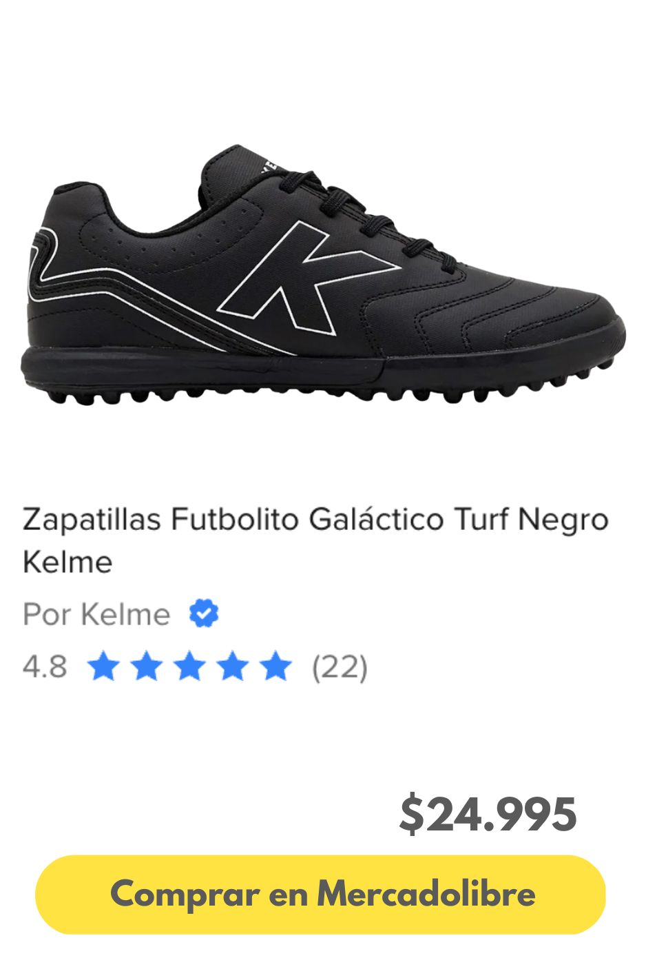 Zapatillas Futbolito Galáctico Turf Negro Kelme