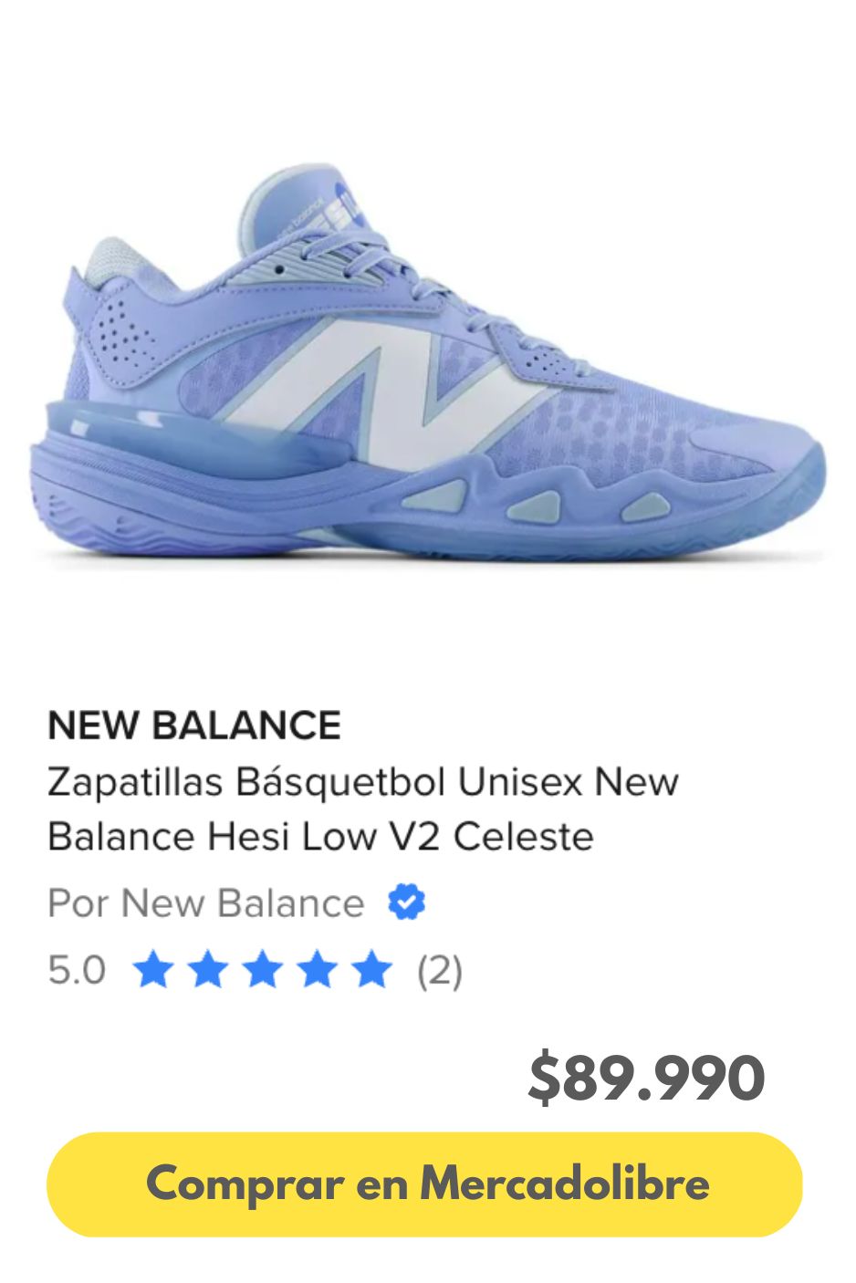 Zapatillas Básquetbol Unisex New Balance Hesi Low V2 Celeste