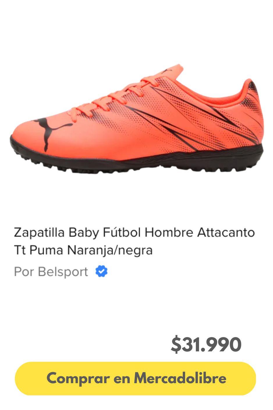 Zapatilla Baby Fútbol Hombre Attacanto Tt Puma Naranja/negra