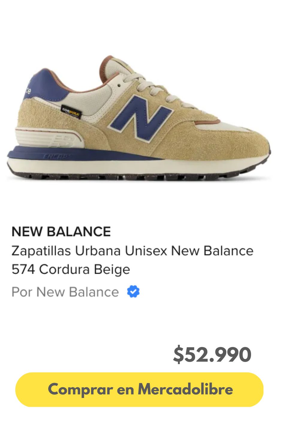 Zapatillas Urbana Unisex New Balance 574 Cordura Beige