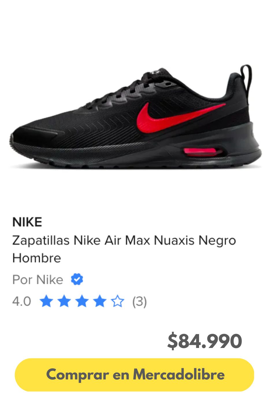 Zapatillas Nike Air Max Nuaxis Negro Hombre
